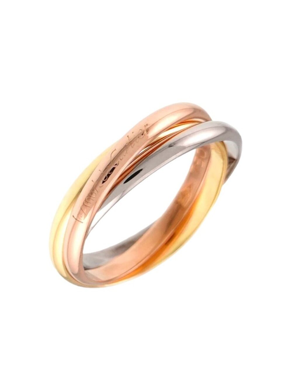 Cartier Trinity 50 Ring 18k Yellow Gold WG PG Three